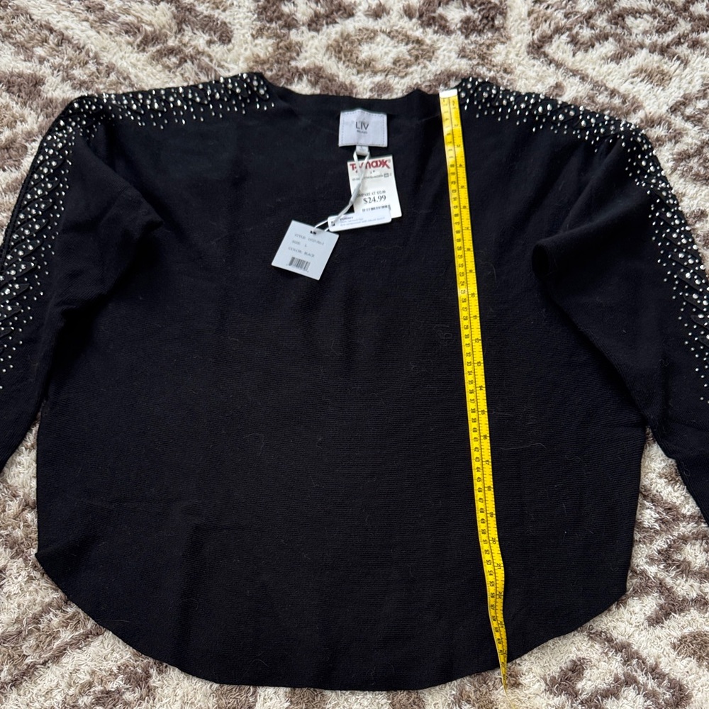 Black Sweater with Studded Sleeves
